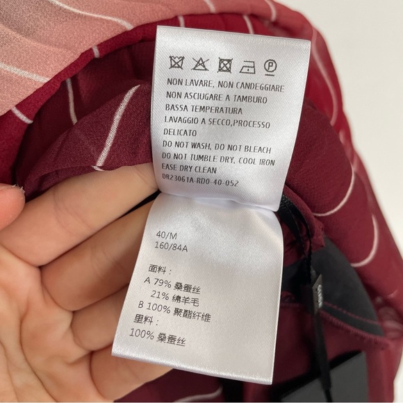 NWT Giada Made in Italy Pleated Mini Dress Red Ombré  Maroon Size 40 - Picture 10 of 11